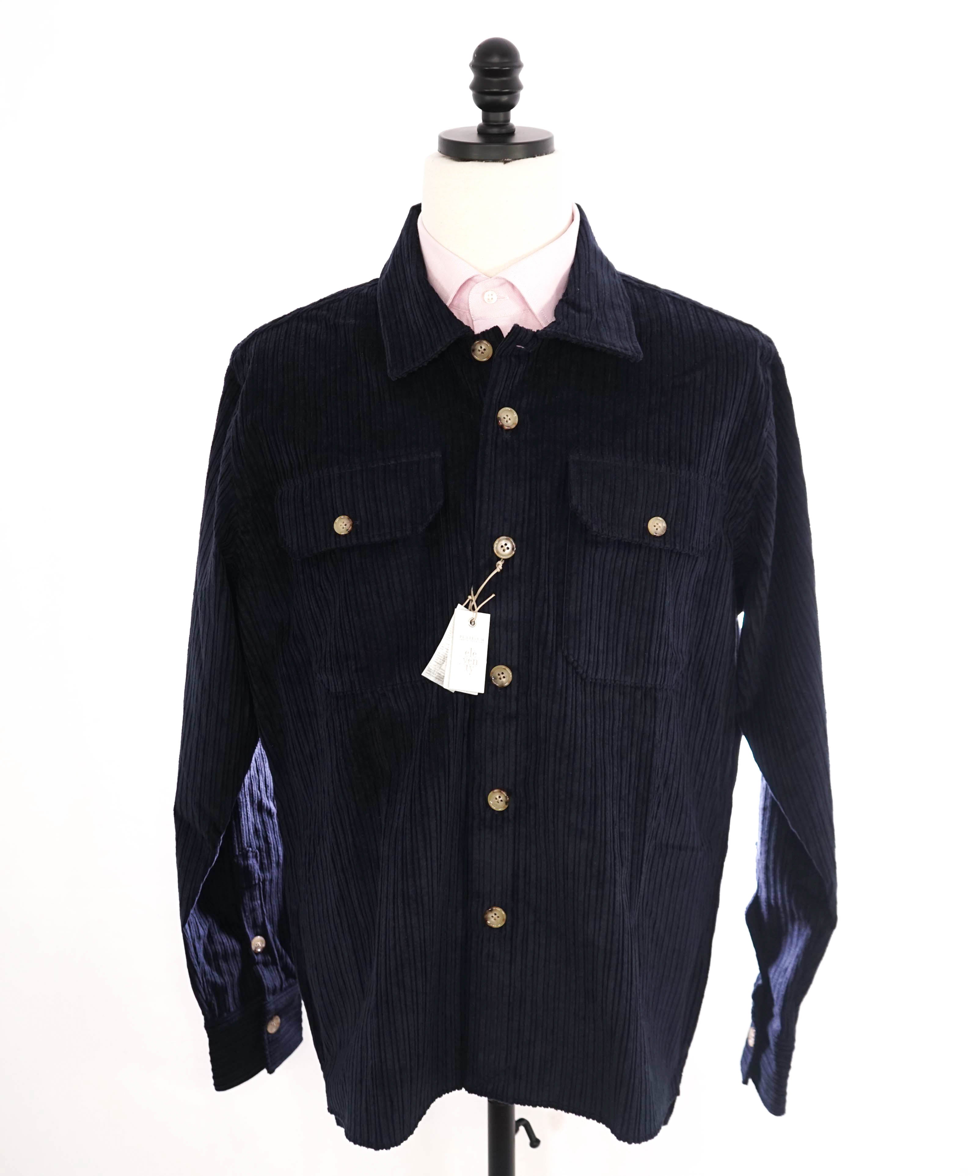 $795 ELEVENTY PLATINUM - CORDUROY Navy Cotton Shirt Jacket Coat - XL