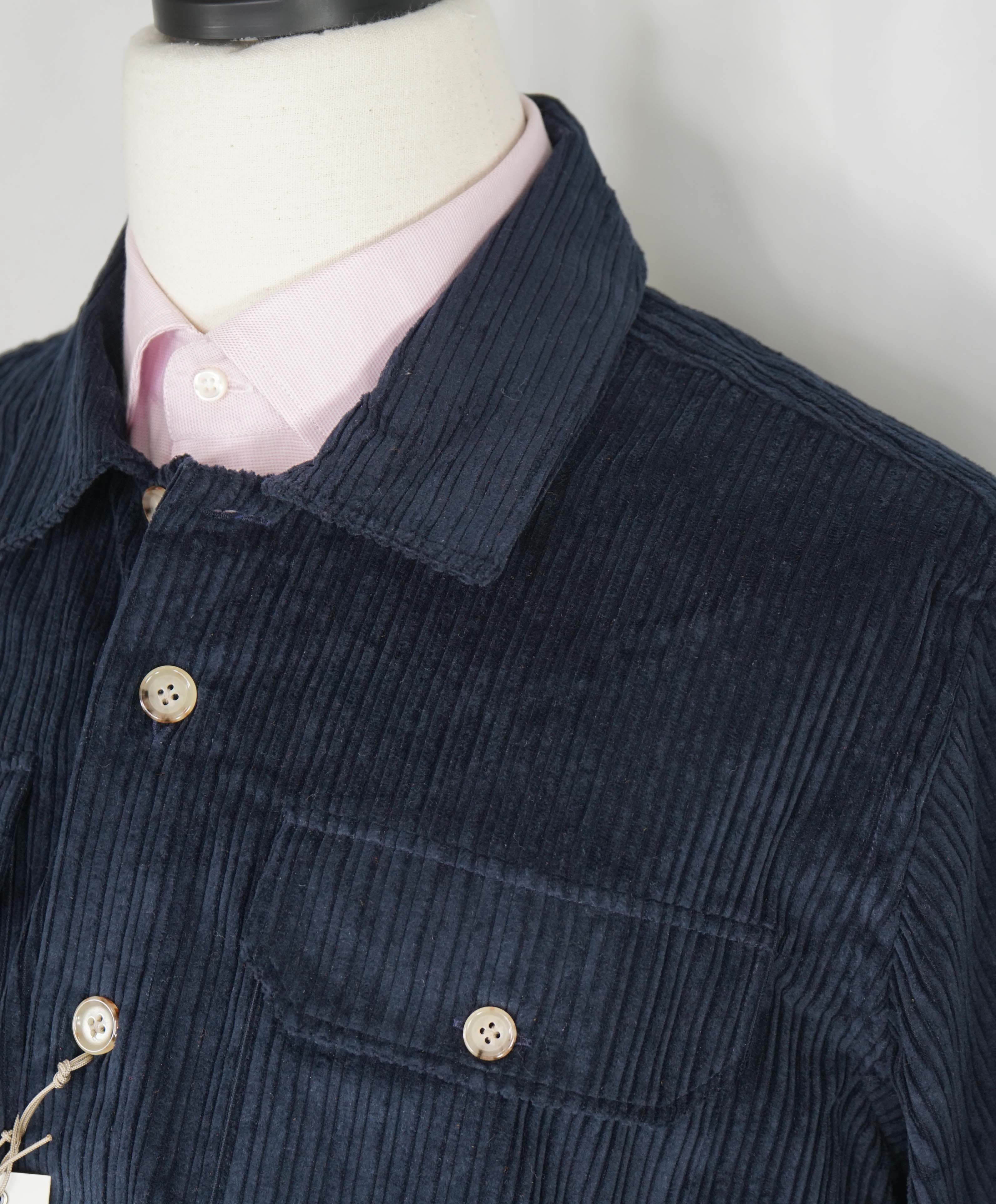 $795 ELEVENTY PLATINUM - CORDUROY Navy Cotton Shirt Jacket Coat - XL