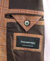 $3,495 ERMENEGILDO ZEGNA -"LANA SUPERFINE" Orange Check Plaid Blazer - 52R US