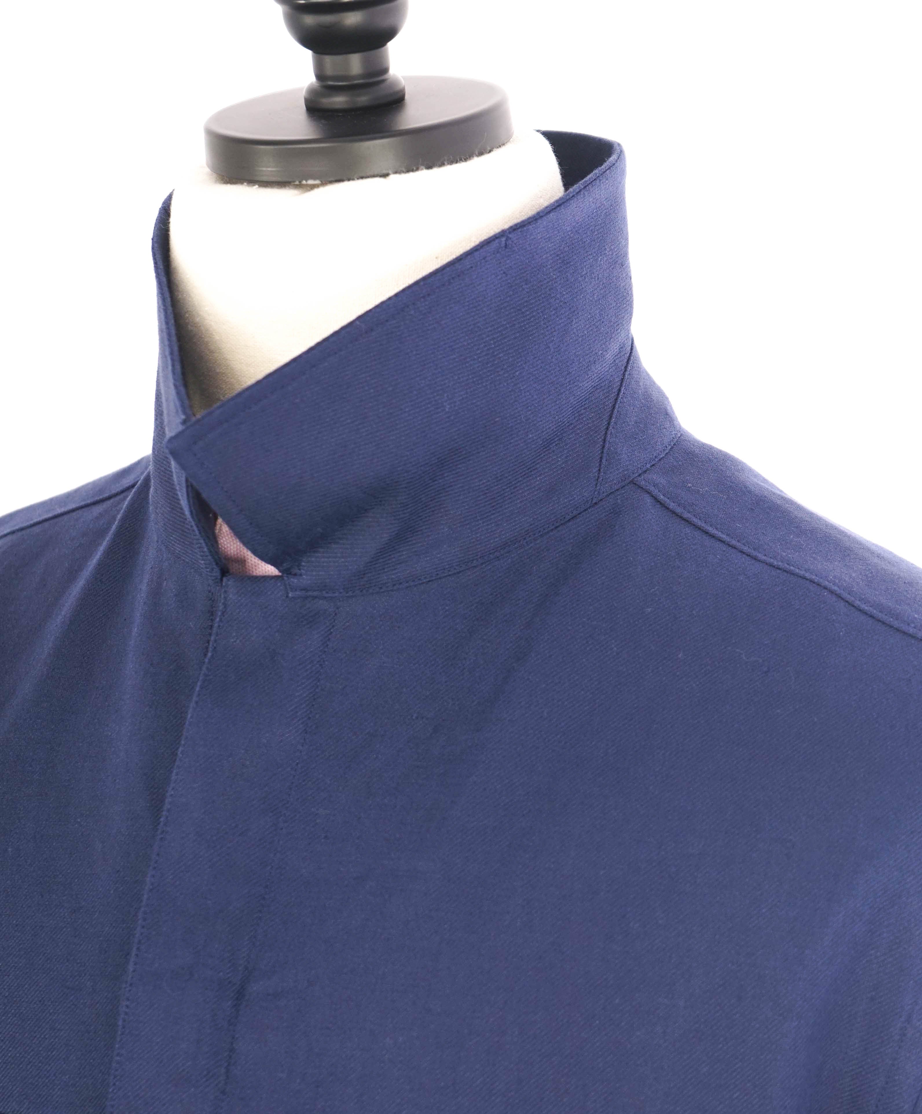 $1,690 ZEGNA (ERMENEGILDO) - OASI Linen BLUE NAVY Over Shirt Chore Jacket - L