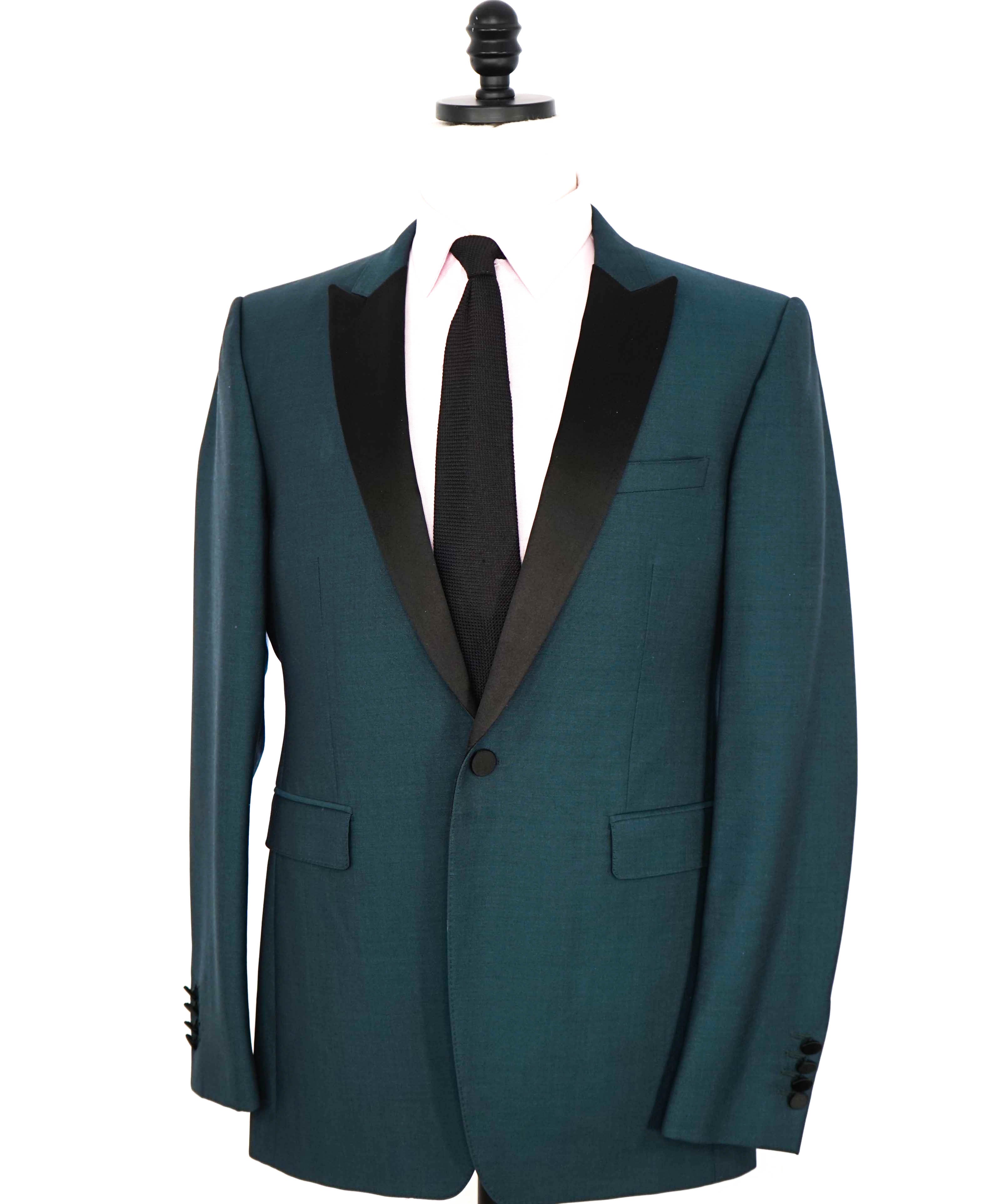 BURBERRY LONDON - *SIDE TABS* Made Italy GREEN Wool & Mohair Dinner Jacket - 42R