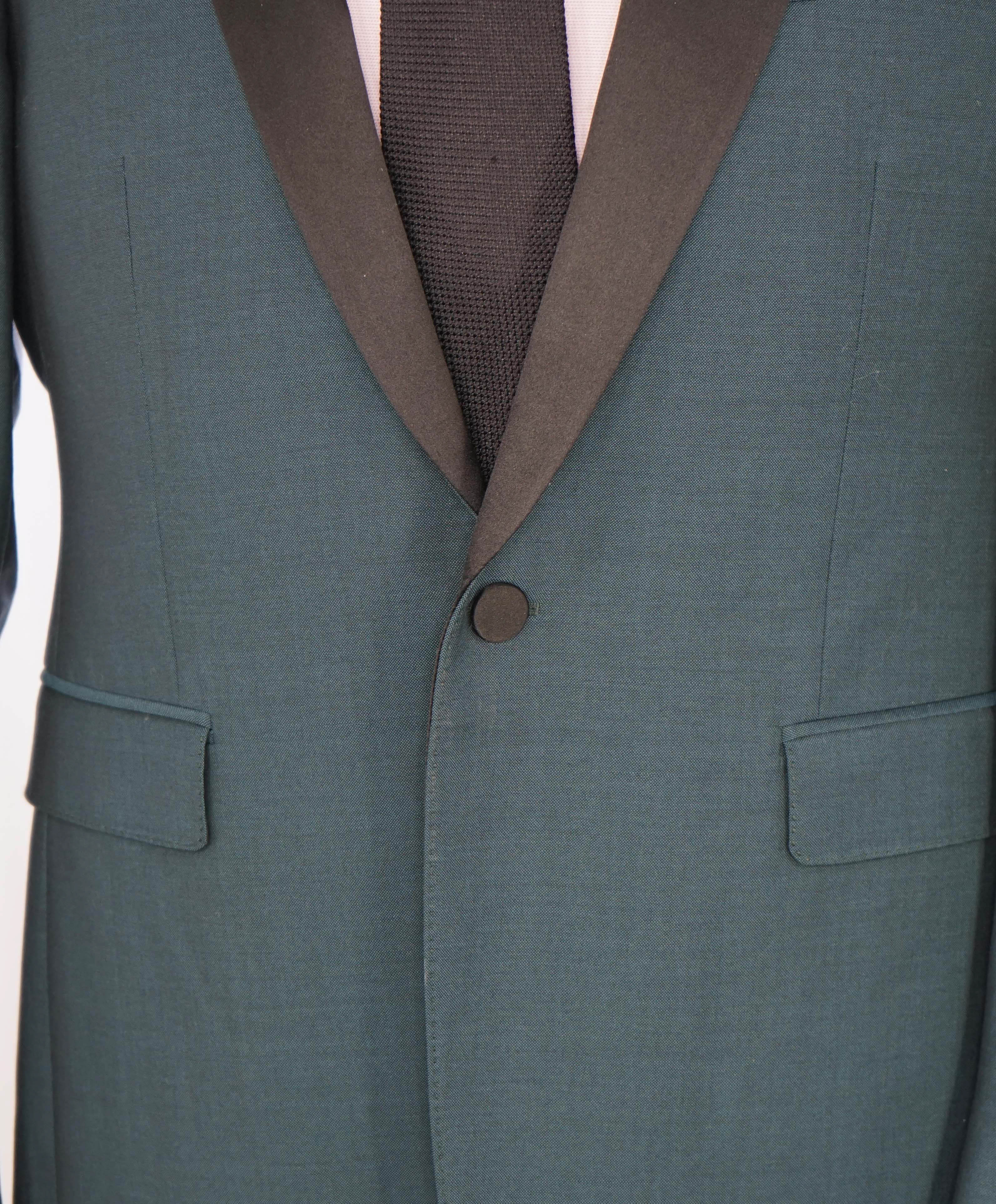 BURBERRY LONDON - *SIDE TABS* Made Italy GREEN Wool & Mohair Dinner Jacket - 42R