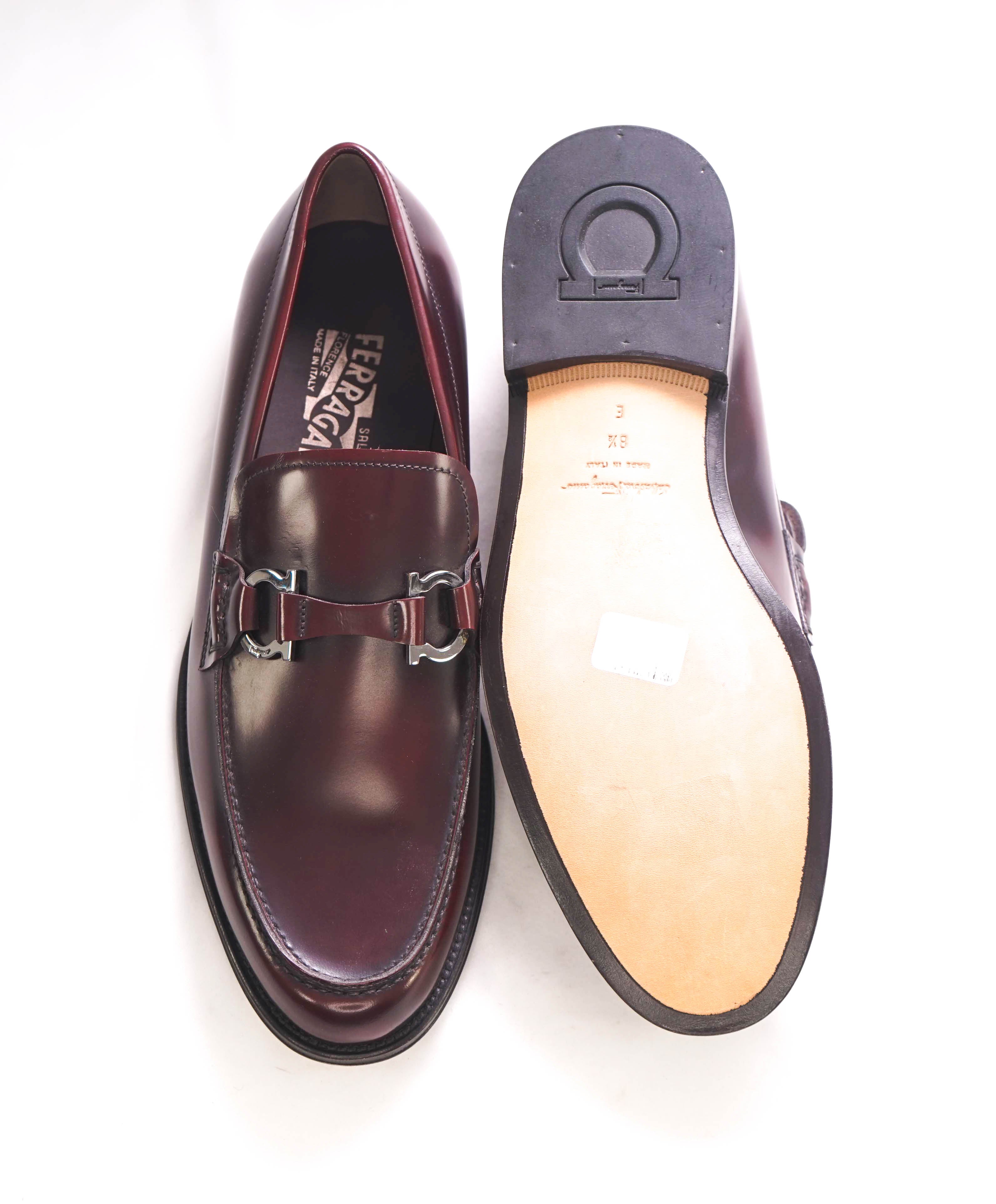 $1,395 SALVATORE FERRAGAMO - Cherry Shell Cordovan GANCINI Bit Loafer - 8.5 E