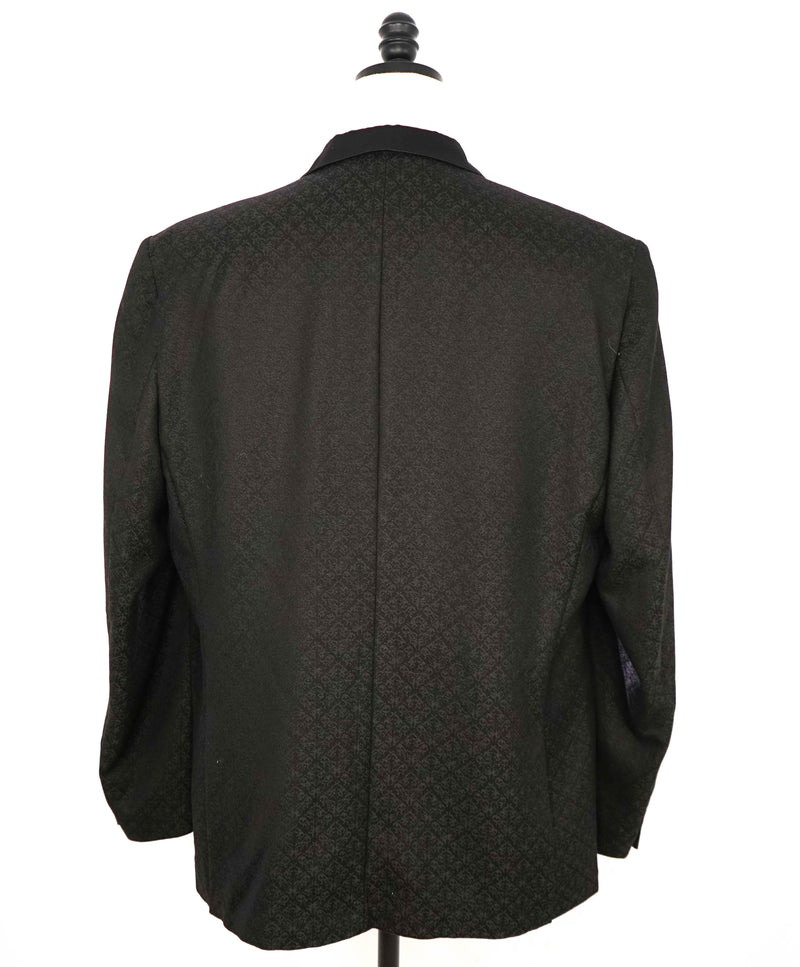 SAKS FIFTH AVENUE - Black on Black Geometric Textured Dinner Jacket Blazer - 46L