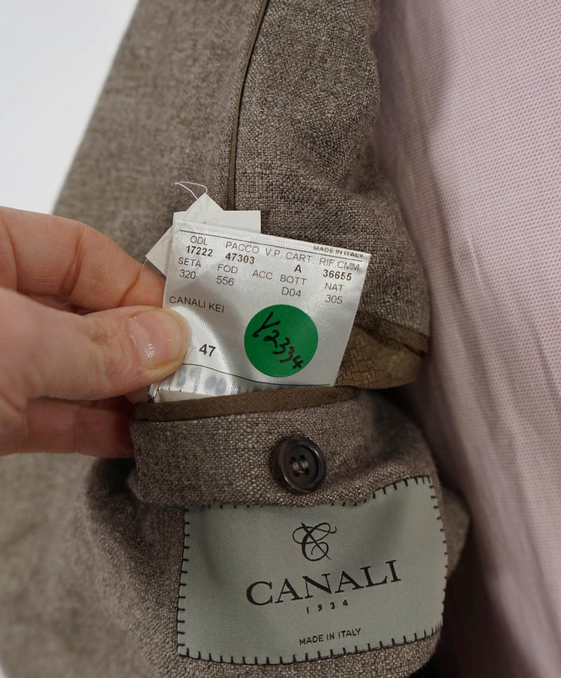 $2,395 CANALI - "KEI" CASHMERE / SILK Neutral Brown Coat / Blazer - 44R