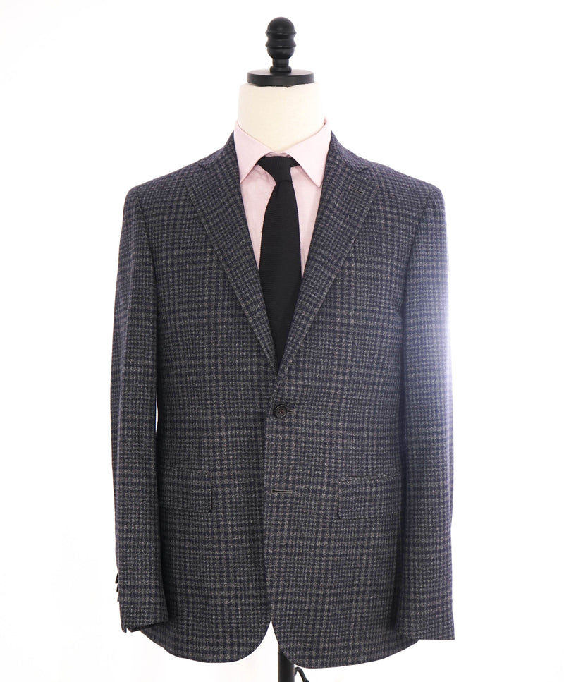 $1,895 CANALI - "KEI" Gray Blue Glen Plaid Check Unlined Summer Wool Blazer - 38R