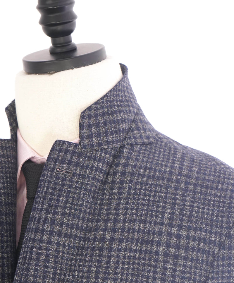 $1,895 CANALI - "KEI" Gray Blue Glen Plaid Check Unlined Summer Wool Blazer - 38R