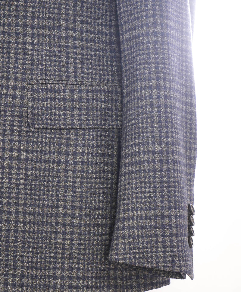 $1,895 CANALI - "KEI" Gray Blue Glen Plaid Check Unlined Summer Wool Blazer - 38R