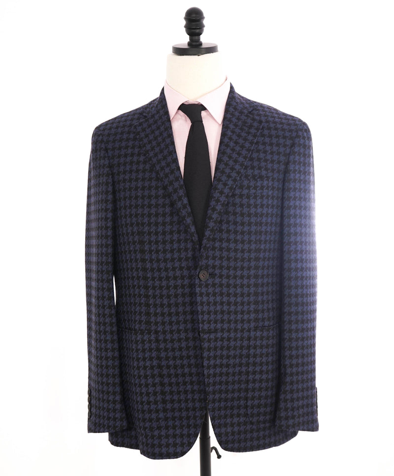 $1,895 CANALI - "KEI" Navy Blue Houndstooth Unlined Thick Wool Blazer - 38R