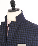 $1,895 CANALI - "KEI" Navy Blue Houndstooth Unlined Thick Wool Blazer - 38R