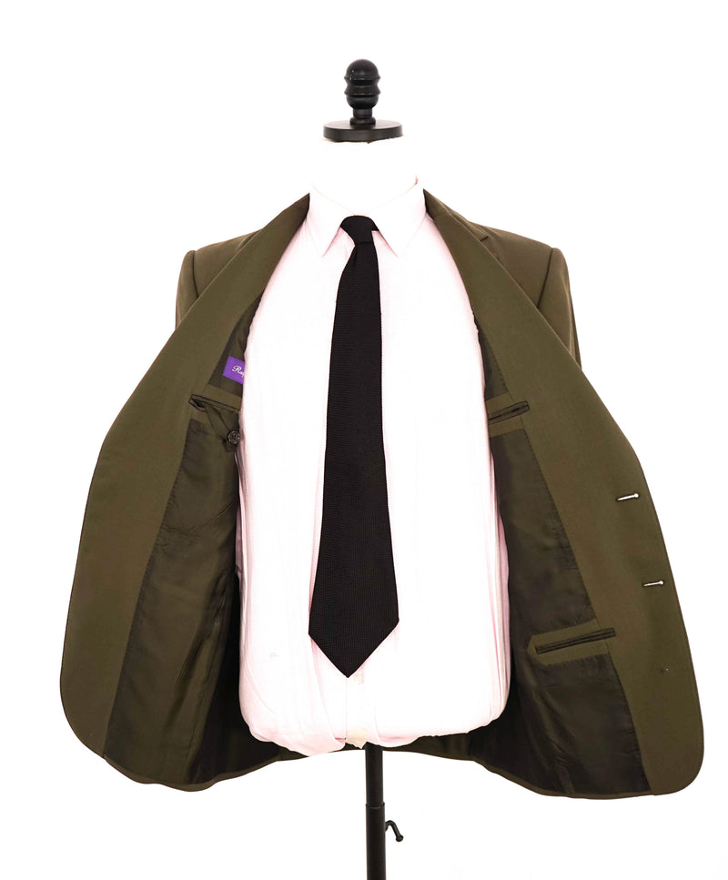 $3,495 RALPH LAUREN PURPLE LABEL - Solid Green *SIDE TAB* Suit - 38R