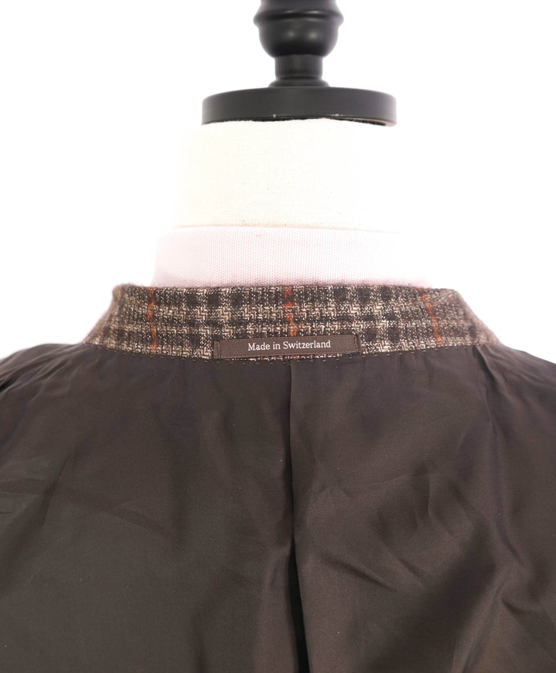 $4,650 ERMENEGILDO ZEGNA- "CASHMERE /SILK" Brown Check Blazer- 42R