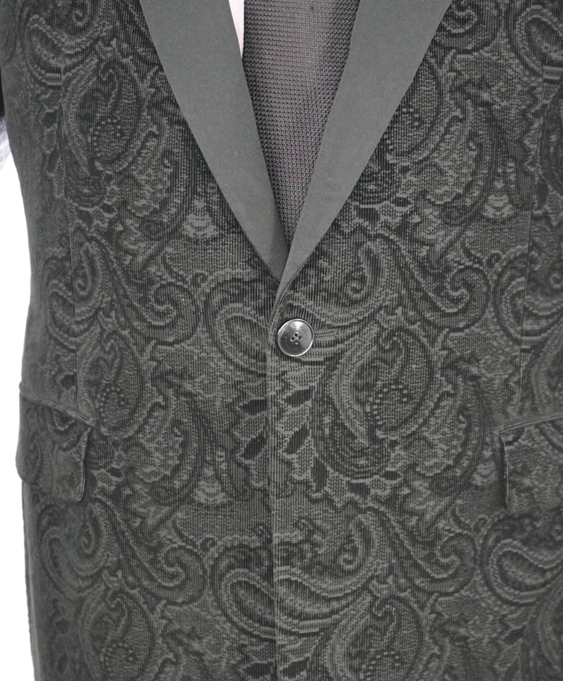 $1,895 ETRO - Black Paisley Contrast Collar Dinner Tuxedo Jacket Blazer - 44R