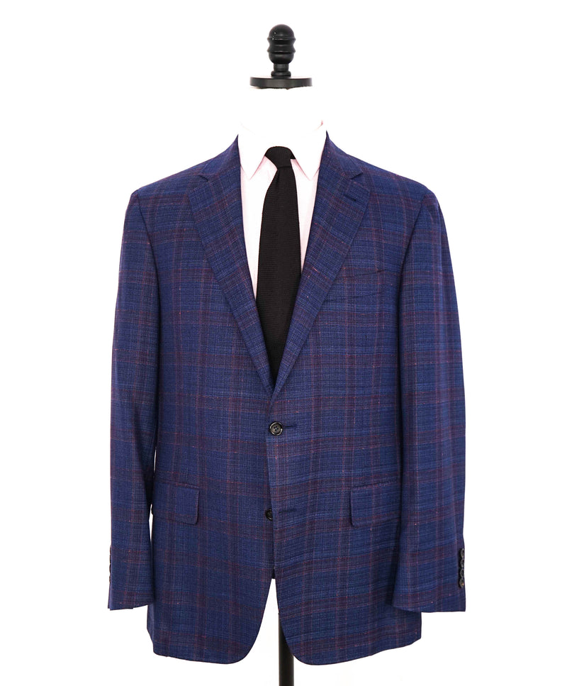 $1,895 CANALI - "KEI" Pink & Blue Pure Wool Textured Blazer - 46R US