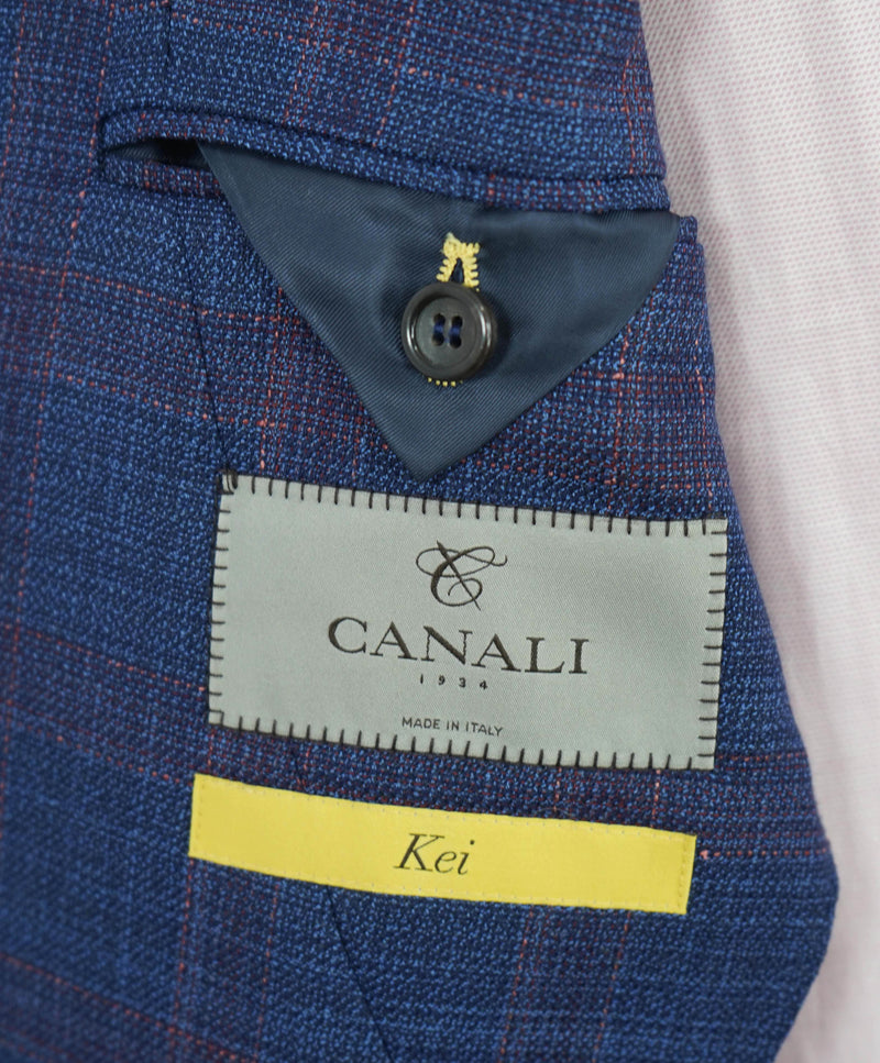 $1,895 CANALI - "KEI" Pink & Blue Pure Wool Textured Blazer - 46R US