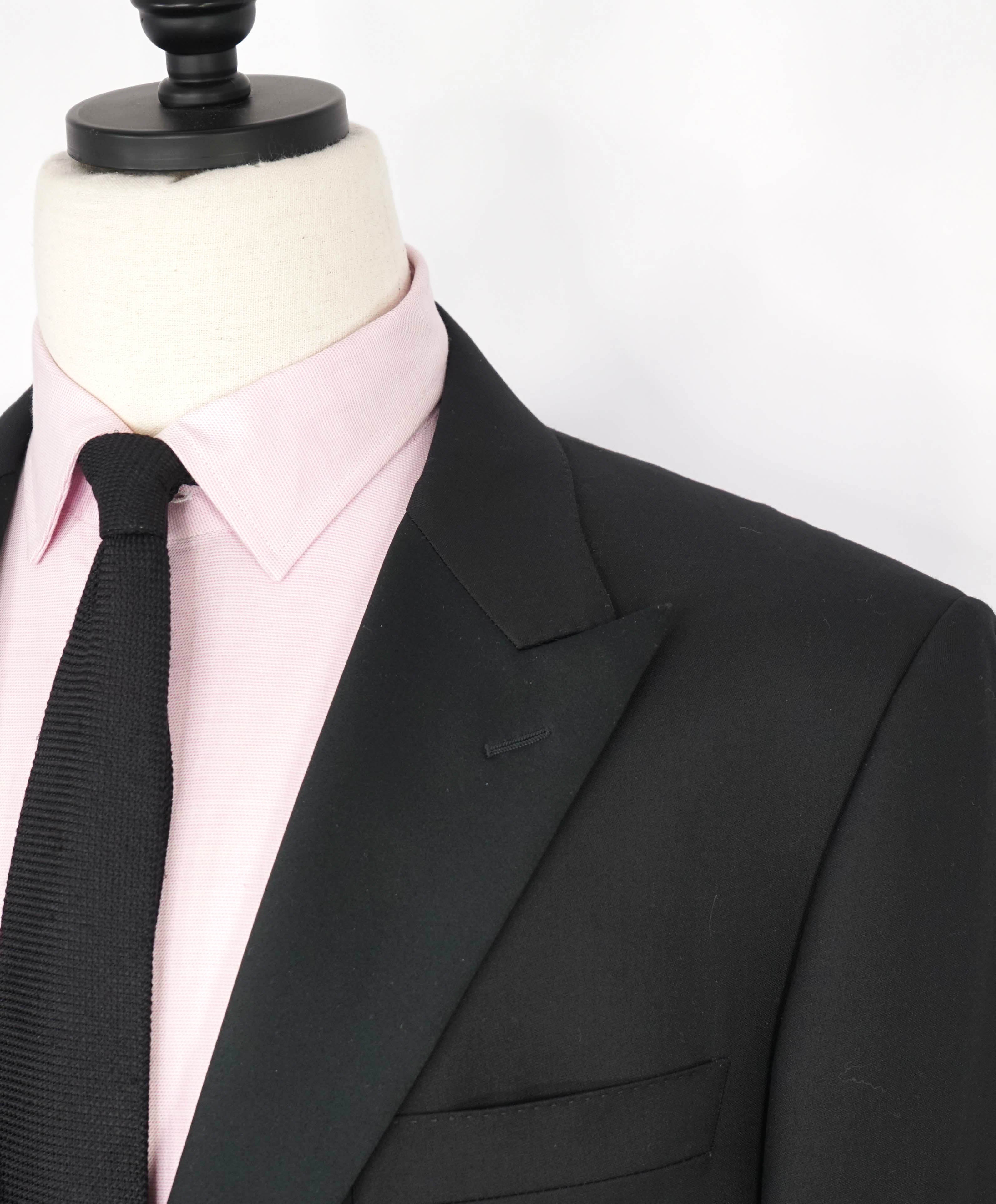 $2,195 CANALI - Black *CLOSET STAPLE* Peak Lapel Tuxedo Suit - 48L