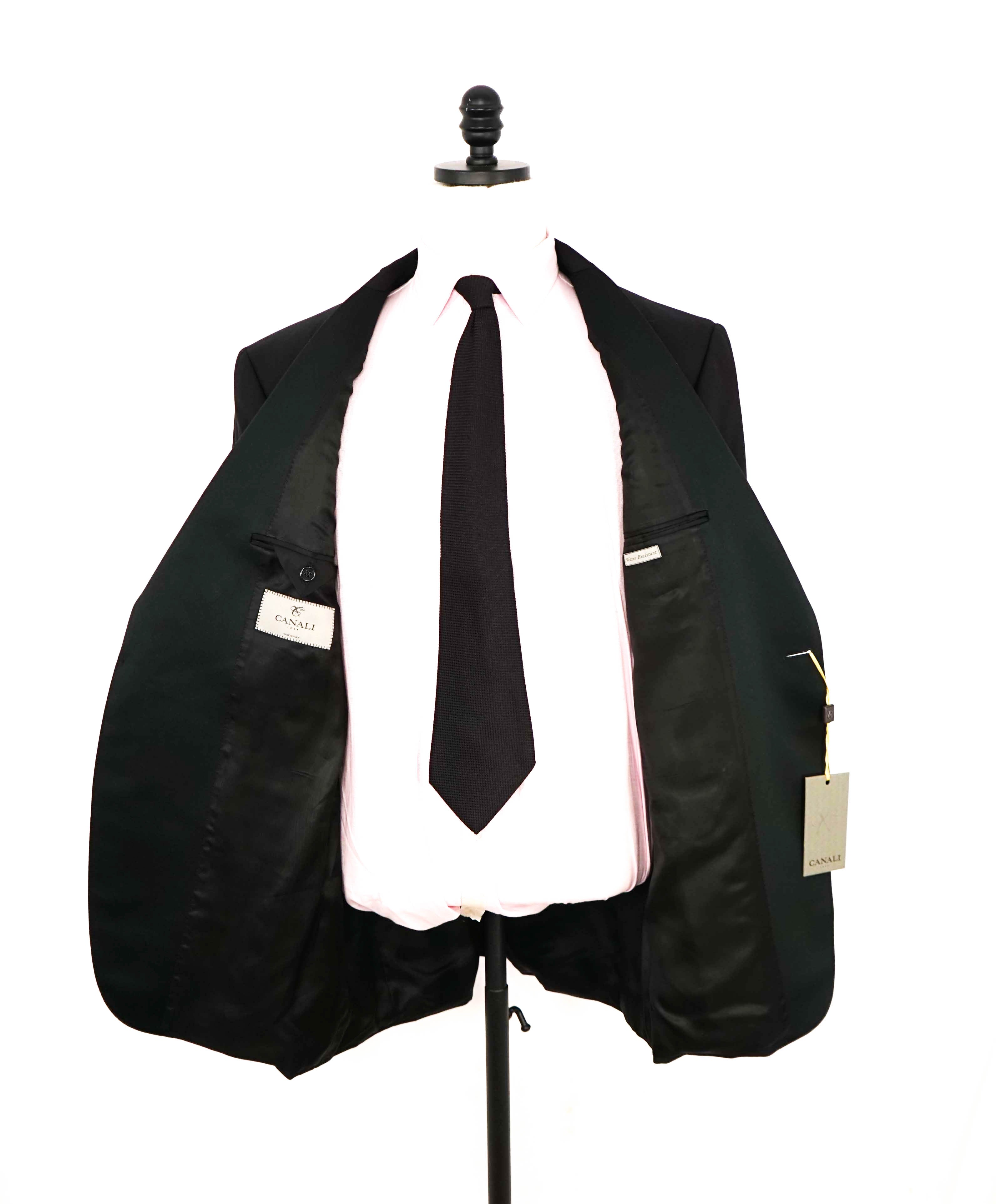 $2,195 CANALI - Black *CLOSET STAPLE* Peak Lapel Tuxedo Suit - 48L