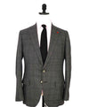 $3,795 ISAIA - Gray Windowpane Base "Dustin" Semi Lined Skinny Fit Suit - 40R 8Drop