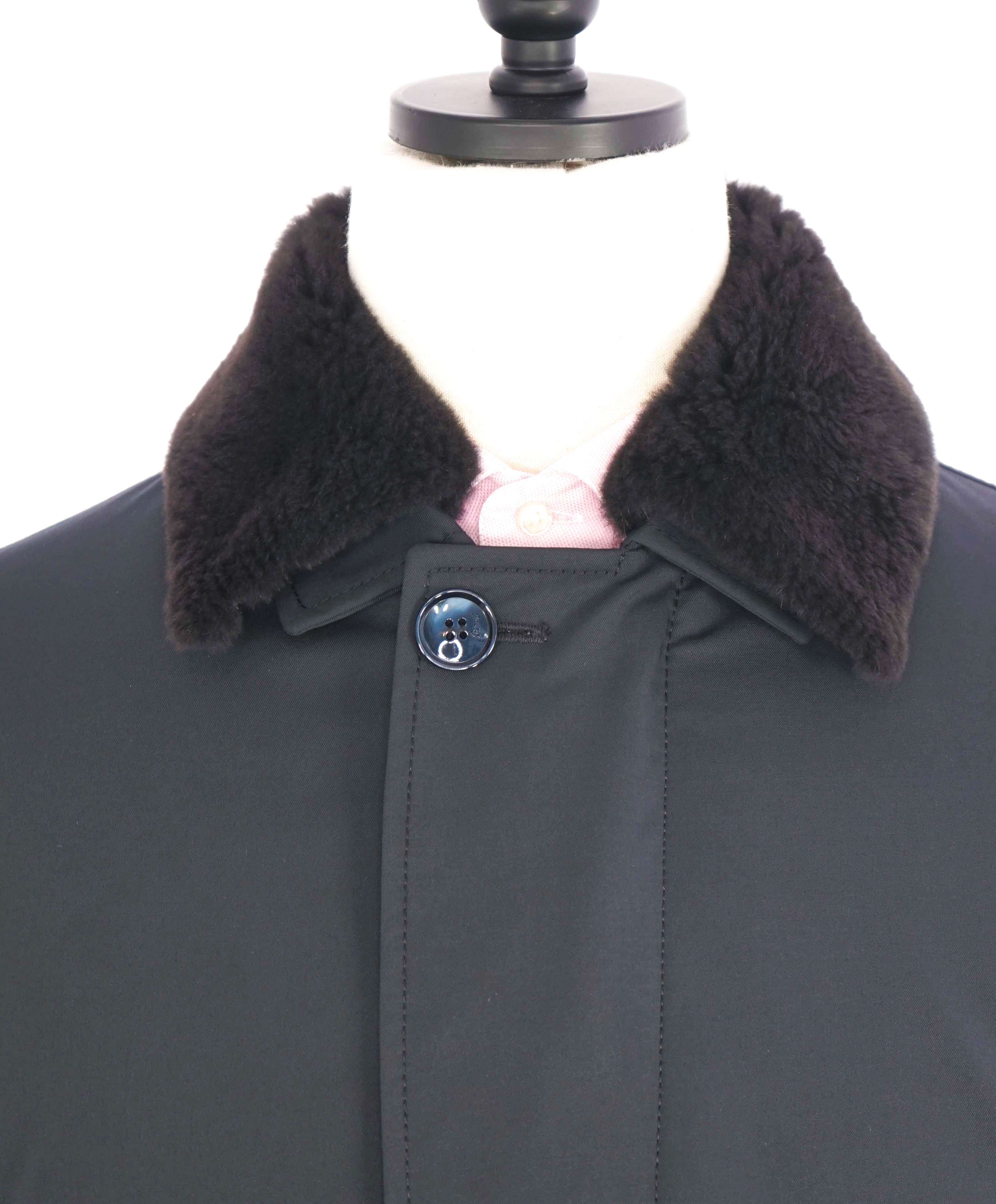 $6,850 BRIONI - Water Repellent FUR COLLAR / CASHMERE Lined LOGO Coat  - L