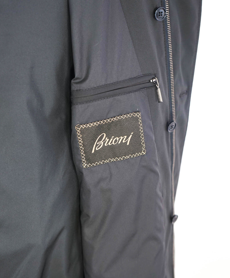 $6,850 BRIONI - Water Repellent FUR COLLAR / CASHMERE Lined LOGO Coat  - L