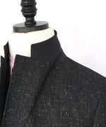 $2,795 LARDINI - Black & White Fleck Textured Wool Wide Notch Lapel Suit - 38R 35W