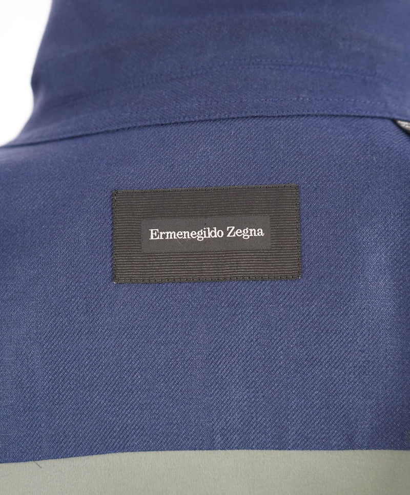 $1,690 ZEGNA (ERMENEGILDO) - OASI Linen BLUE NAVY Over Shirt Chore Jacket - L