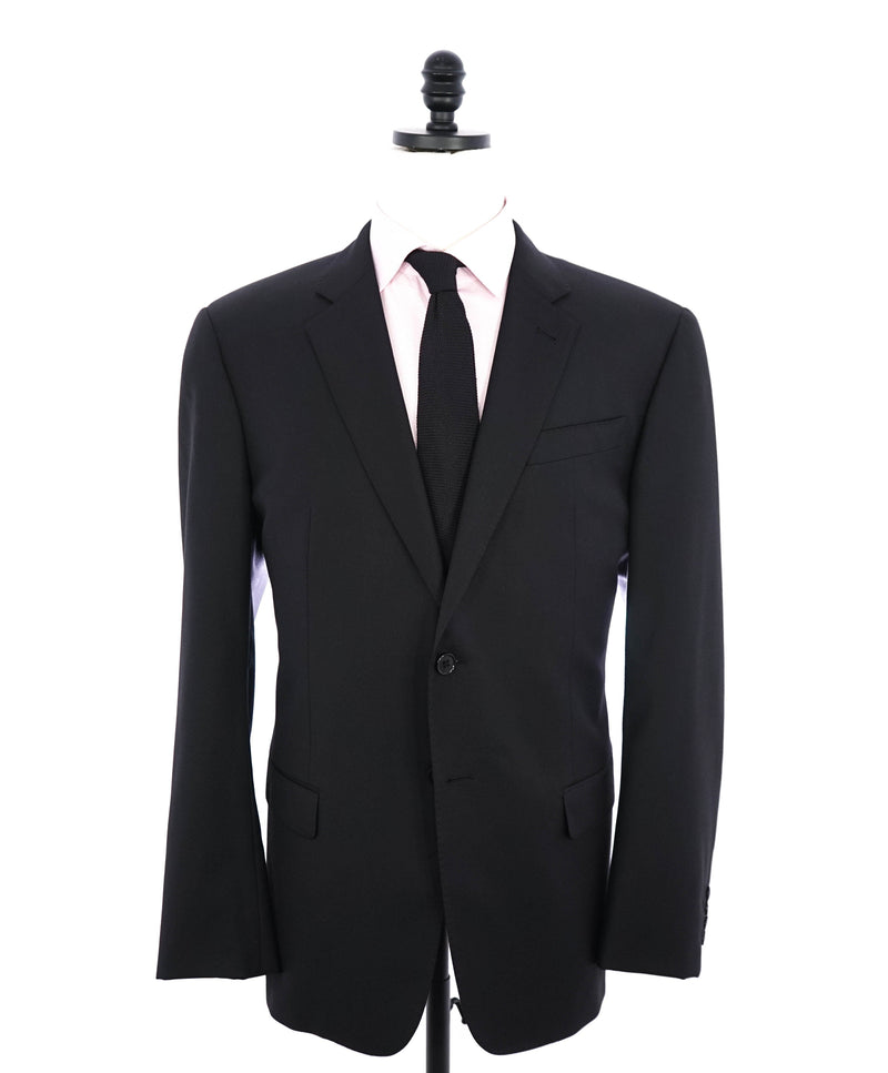 $1,995 EMPORIO ARMANI -Super 130's  “G LINE” Black 2-Btn Solid Suit - 46R