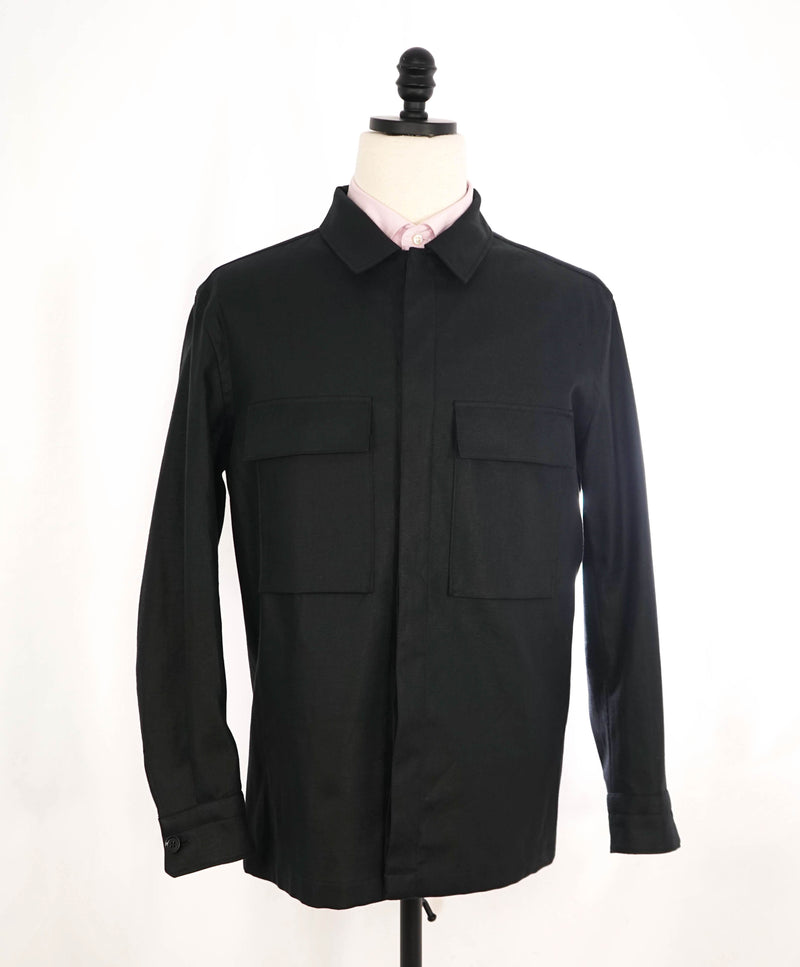 $1,690 ZEGNA (ERMENEGILDO) - OASI Linen BLACK/GRAY Over Shirt Chore Jacket - L