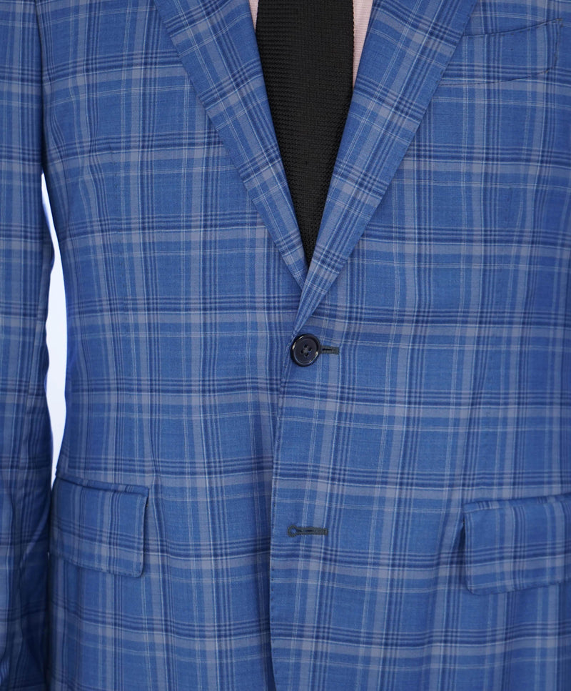 TOMBOLINI - "ZERO WEIGHT" Bold Blue Check Unlined Power Suit REDA 130's - 38R