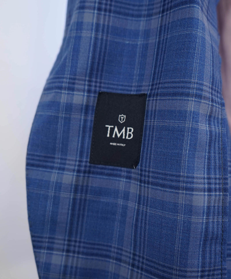 TOMBOLINI - "ZERO WEIGHT" Bold Blue Check Unlined Power Suit REDA 130's - 38R