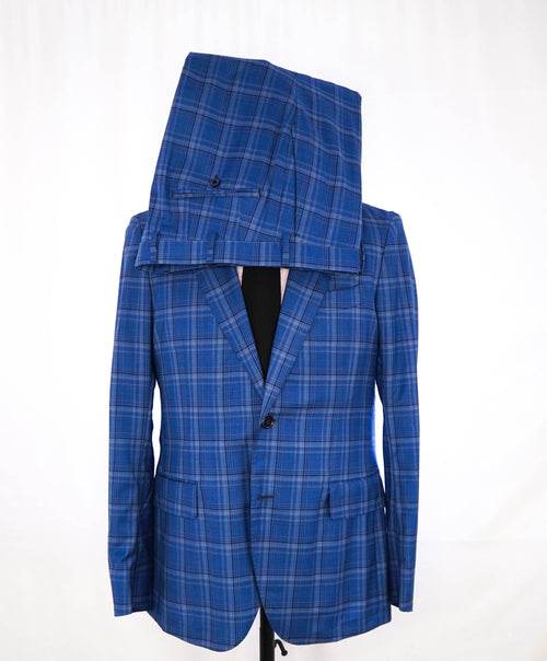 TOMBOLINI - "ZERO WEIGHT" Bold Blue Check Unlined Power Suit REDA 130's - 38R