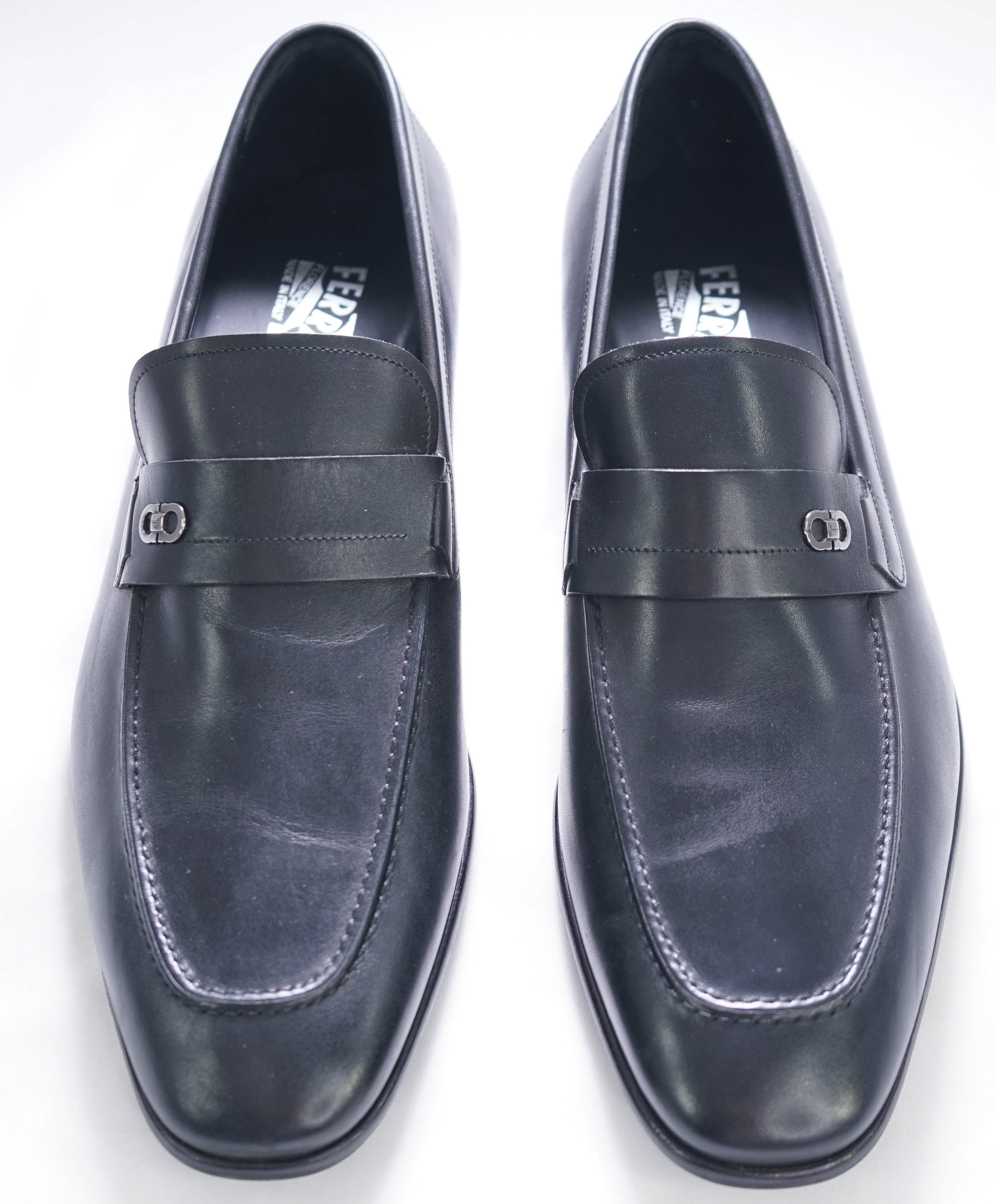 SALVATORE FERRAGAMO - “PAROS" Black Gancini Loafer- 12E