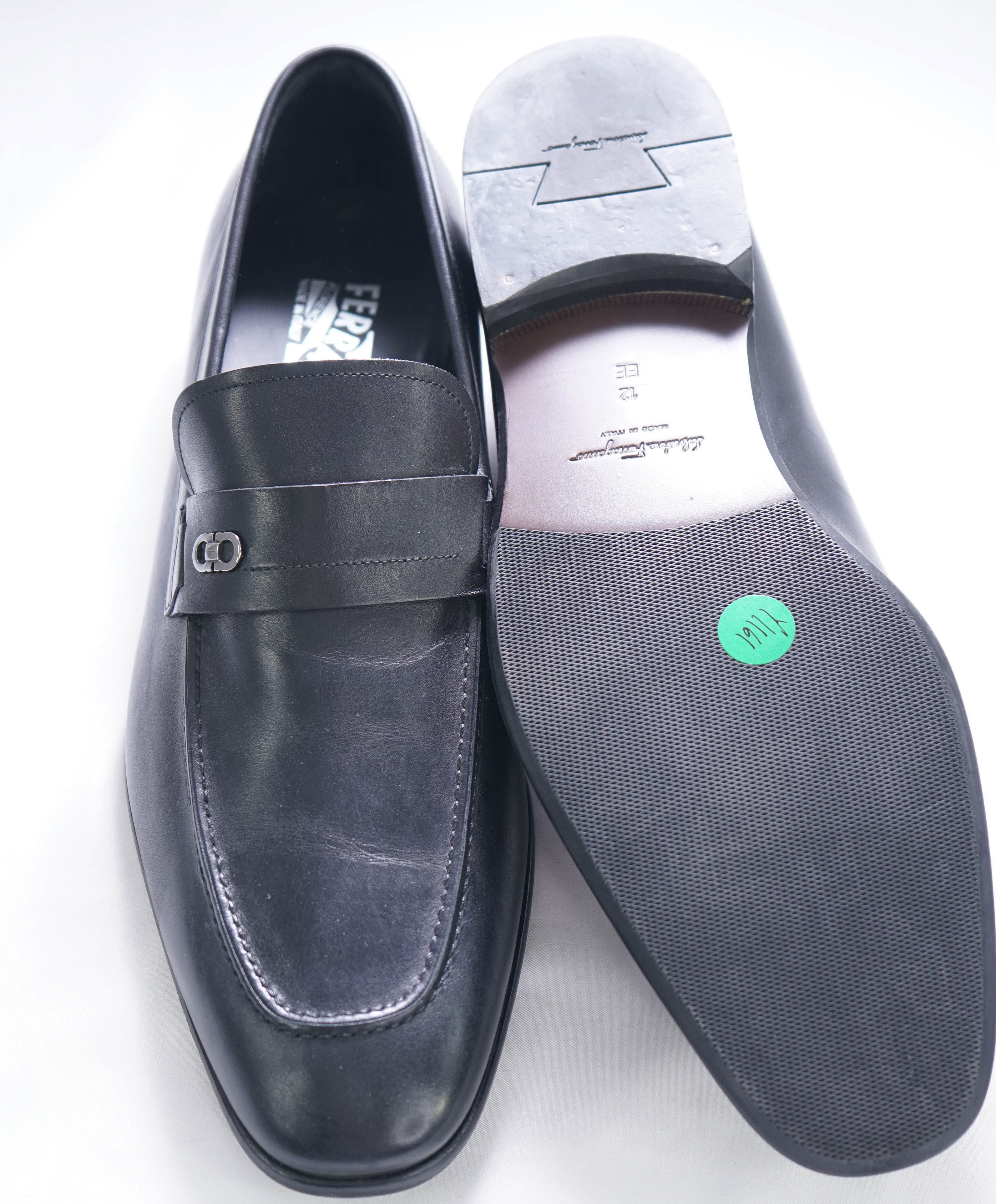 SALVATORE FERRAGAMO - “PAROS" Black Gancini Loafer- 12E