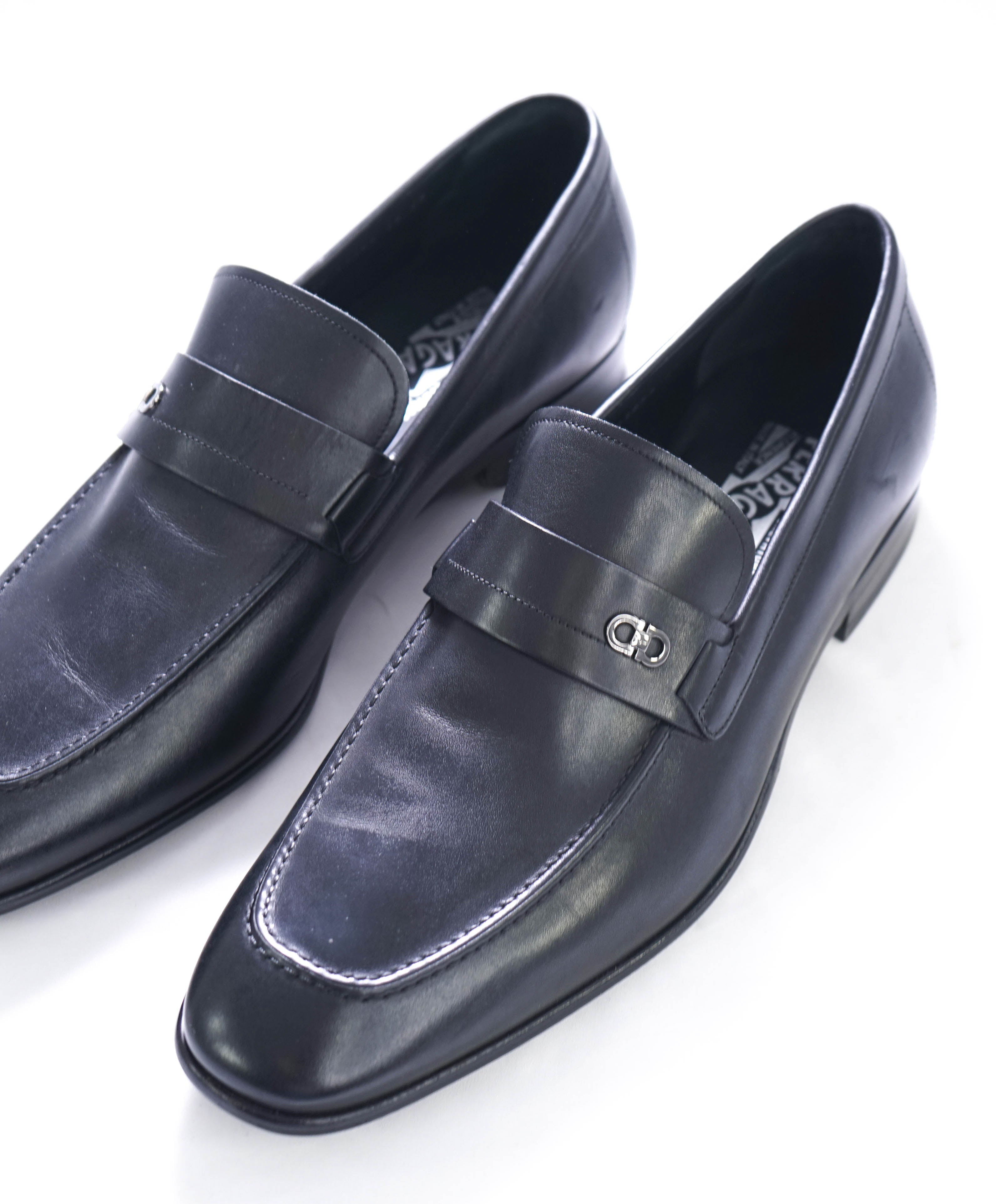 SALVATORE FERRAGAMO - “PAROS" Black Gancini Loafer- 12E