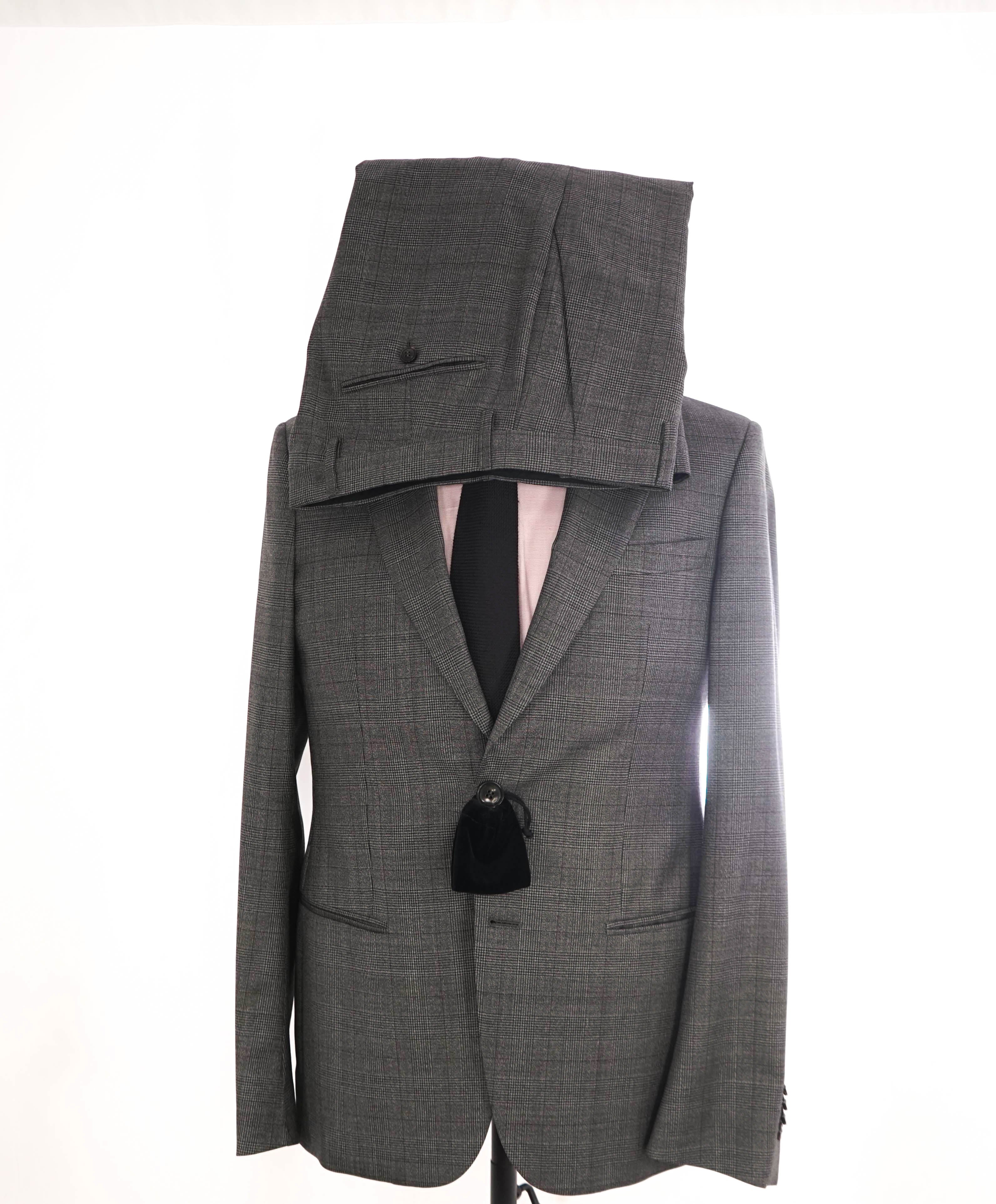 $3,795 GIORGIO ARMANI - "SOHO" Gray Check Peak Lapel Suit - 38R