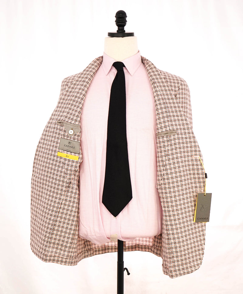 $1,895 CANALI - "KEI" Pink & White Wool/Linen Textured Blazer - 42R US