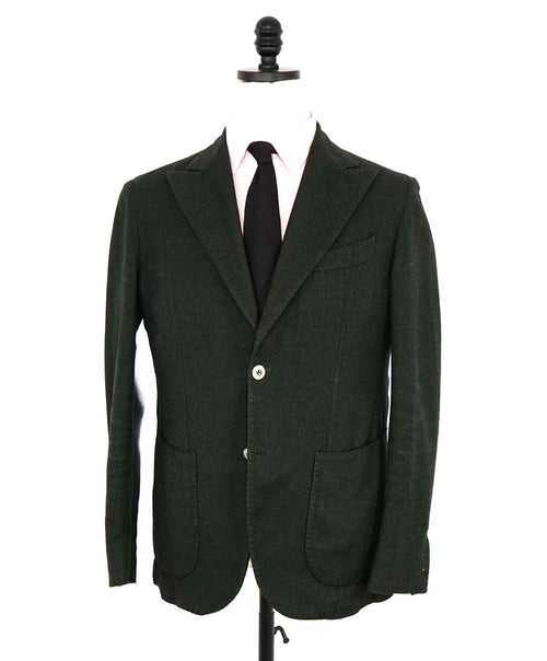 L.B.M. 1911 - Luigi Bianchi Patch Pocket Green Distressed Wool/Cotton Blazer - 38R