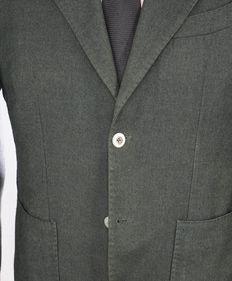 L.B.M. 1911 - Luigi Bianchi Patch Pocket Green Distressed Wool/Cotton Blazer - 38R