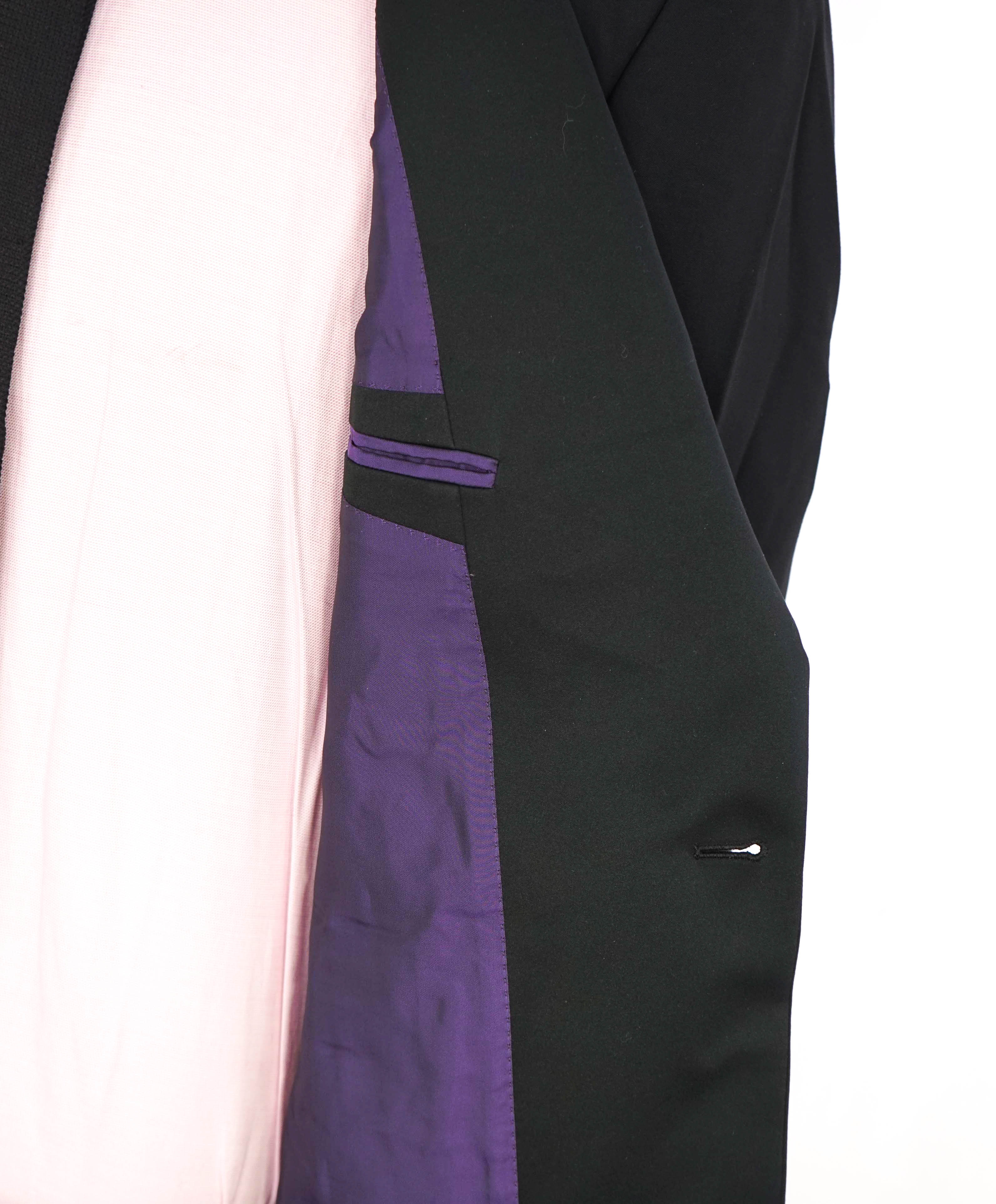 RALPH LAUREN PURPLE LABEL -  Black Wool Tuxedo 1-Button Peak Dinner Jacket - 40L