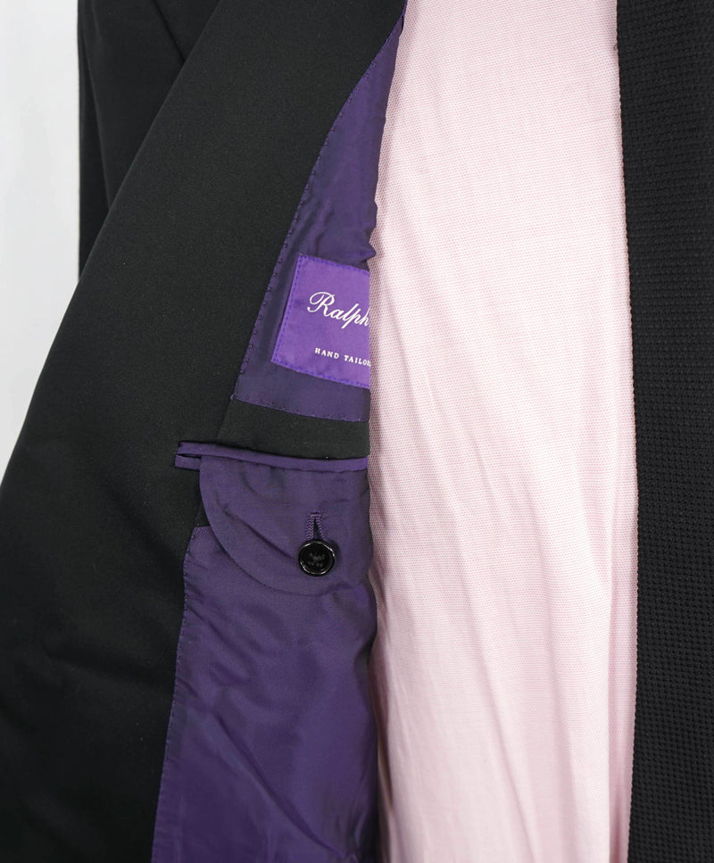 RALPH LAUREN PURPLE LABEL -  Black Wool Tuxedo 1-Button Peak Dinner Jacket - 40L