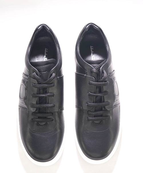 $750 SALVATORE FERRAGAMO - *GANCINI* Black/White Sneaker - 7.5 C US (WOMEN)