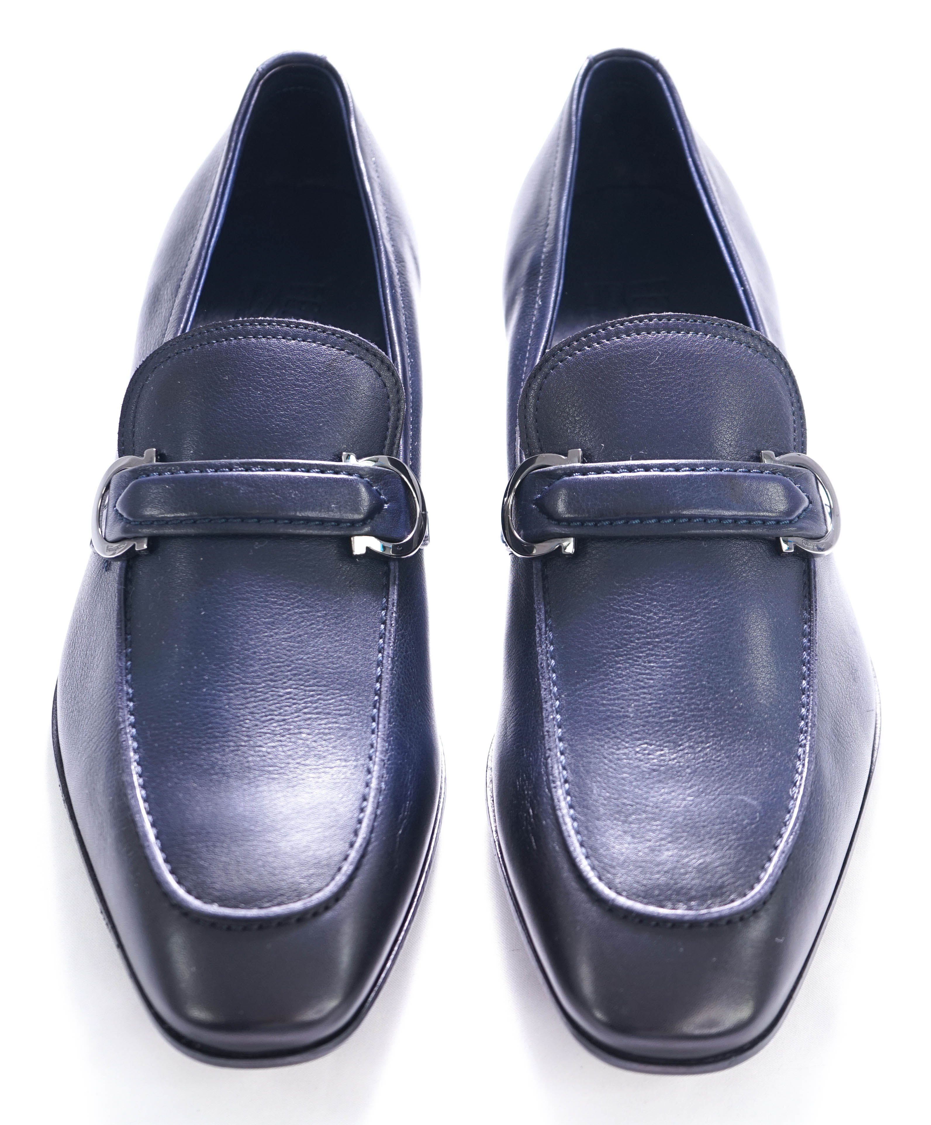 SALVATORE FERRAGAMO - “CARLO" Saddle Soft Blue Marine Leather Loafer- 10.5 D