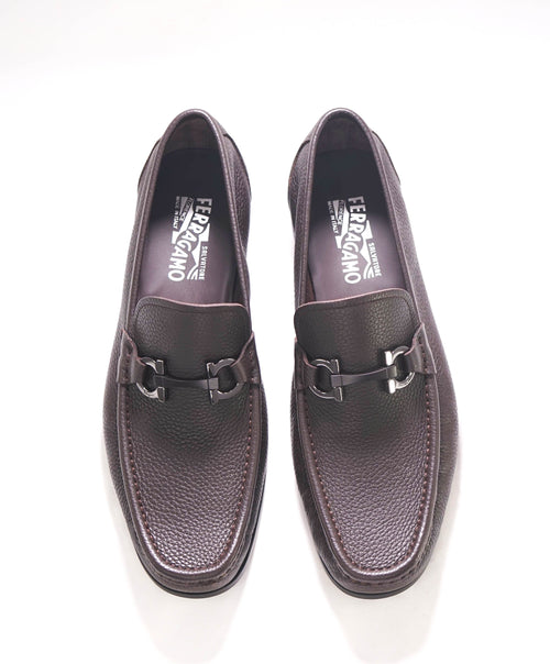 $850 SALVATORE FERRAGAMO - “GRANDIOSO" Gancini Bit Loafer Brown Leather - 10.5 EE