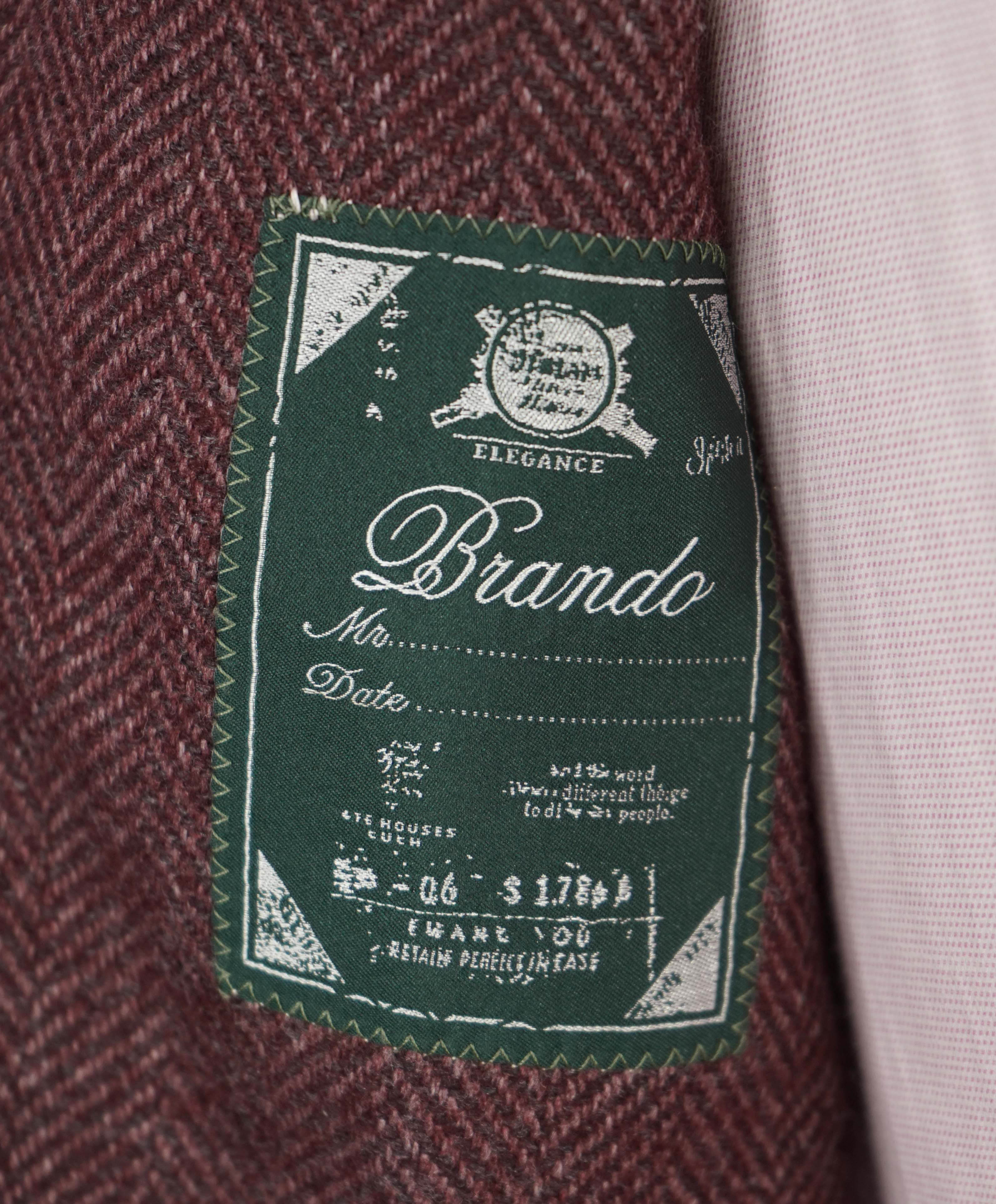 BRANDO - By Luigi Bianchi Patch Pocket Burgundy Flannel MOP Blazer - 38R