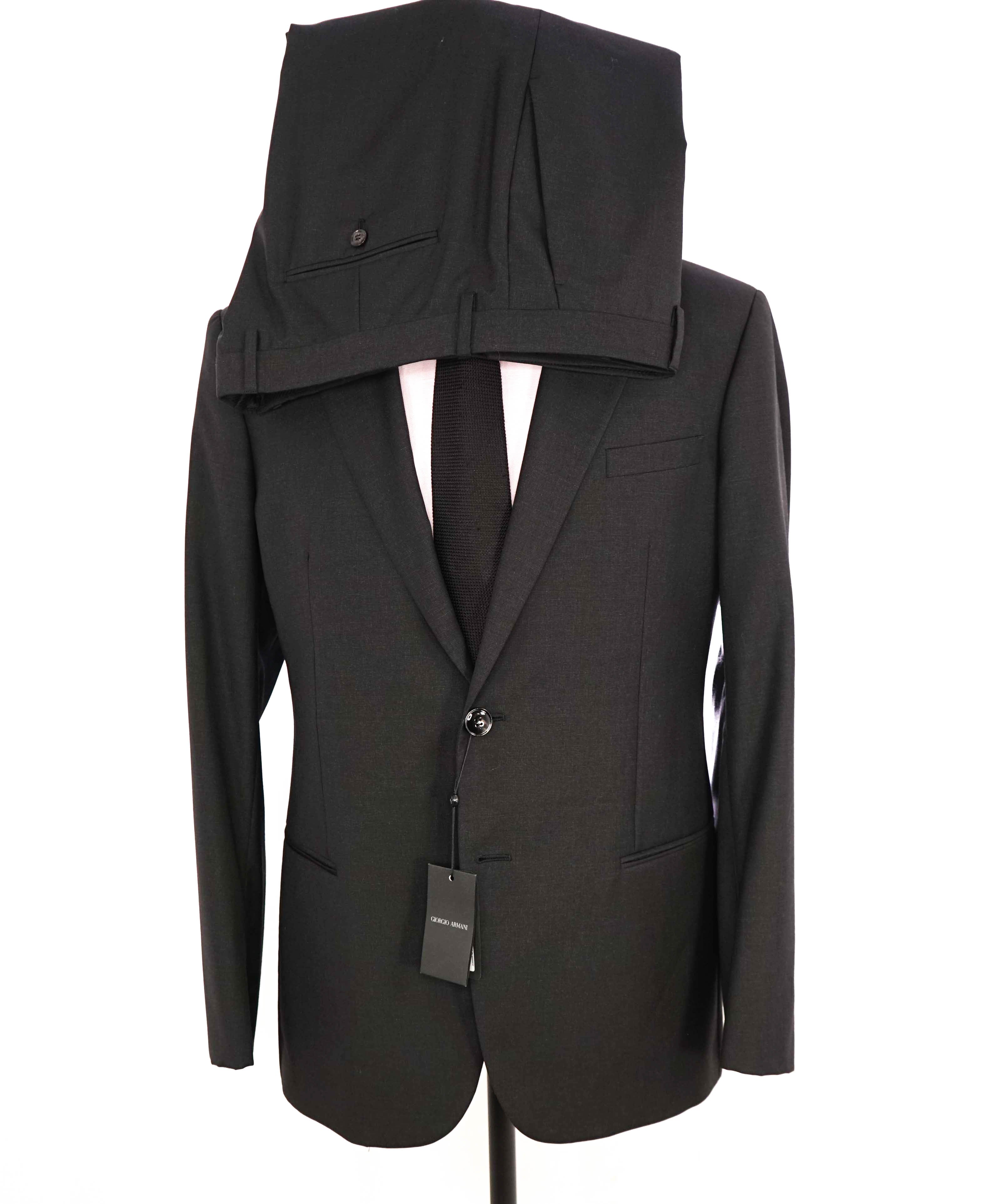 $3,795 GIORGIO ARMANI - "SOHO" Dark Gray Classic Canvassed SILK Suit - 46R