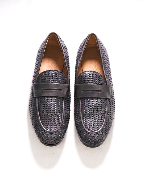 $850 SALVATORE FERRAGAMO - Gray/Brown Braided Woven Gancini Loafer - 8.5 E US