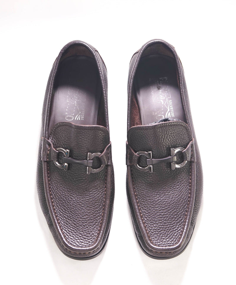 $850 SALVATORE FERRAGAMO - “GRANDIOSO" Gancini Bit Loafer Brown Leather - 7.5 EE