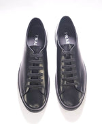 $1,150 PRADA - Black Leather Sneakers With Logo Detail - 12 US (11 IT)