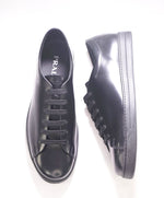 $1,150 PRADA - Black Leather Sneakers With Logo Detail - 12 US (11 IT)