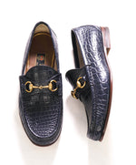 $3,990 GUCCI - 1955 JORDAAN Horse-bit Loafers Navy CROCODILE SKIN - 6.5US (6 G)